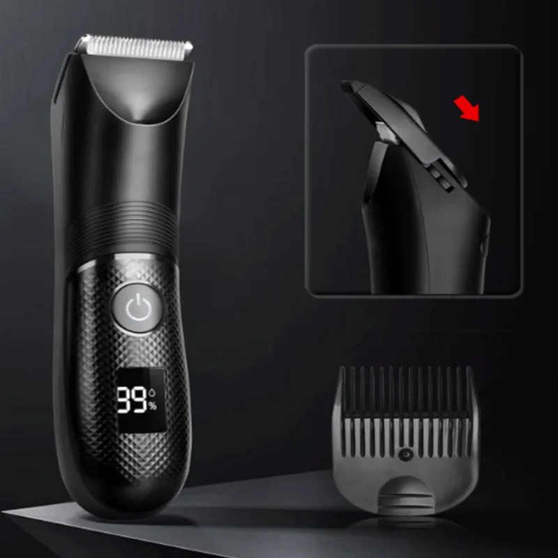 IPX 7 water-resistant and washable men's body hair trimmer, USB charging electric groin trimmer, beauty set with ceramic blades