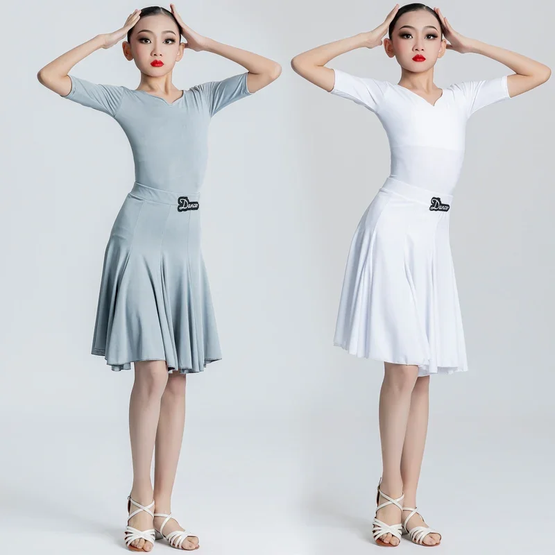 Latin Dance Dress for Girl Ballroom Dancing Rumba Samba Latin Kids Dance Costume Collar Modern Carnival Jazz Dancewear