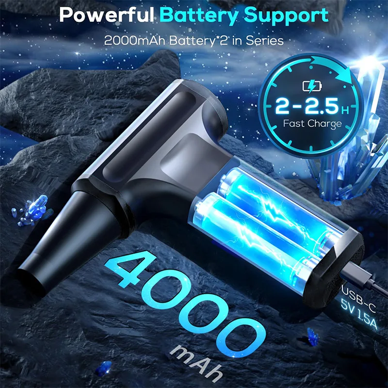Elektryczny dmuchawa powietrza 450000 RPM Turbo Jet Fan Bezszczotkowy silnik Wysokiej prędkości Turbo Silny wentylator USB Akumulatorowy Mocny odkurzacz do kurzu