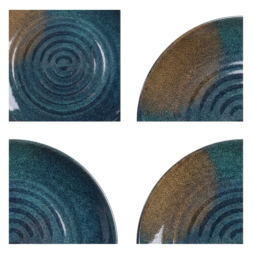 6 Pcs Black Melamine Dinner Plates Concentric Ripple Flat Dishes For Cold Dish Steak Serving Restaurant Home Tableware Set view 2