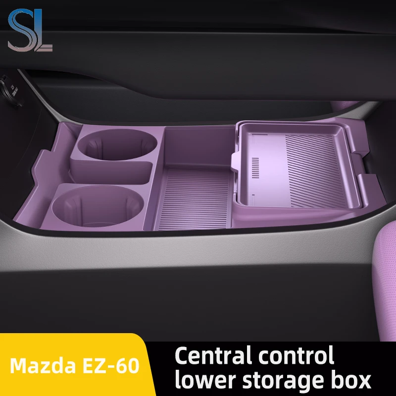 

For Mazda EZ-60 CX-6e CX6E CX-6 2025 2026 Storage Box Center Armrest Hidden Box Cup Holder Organizer Interior Accessories