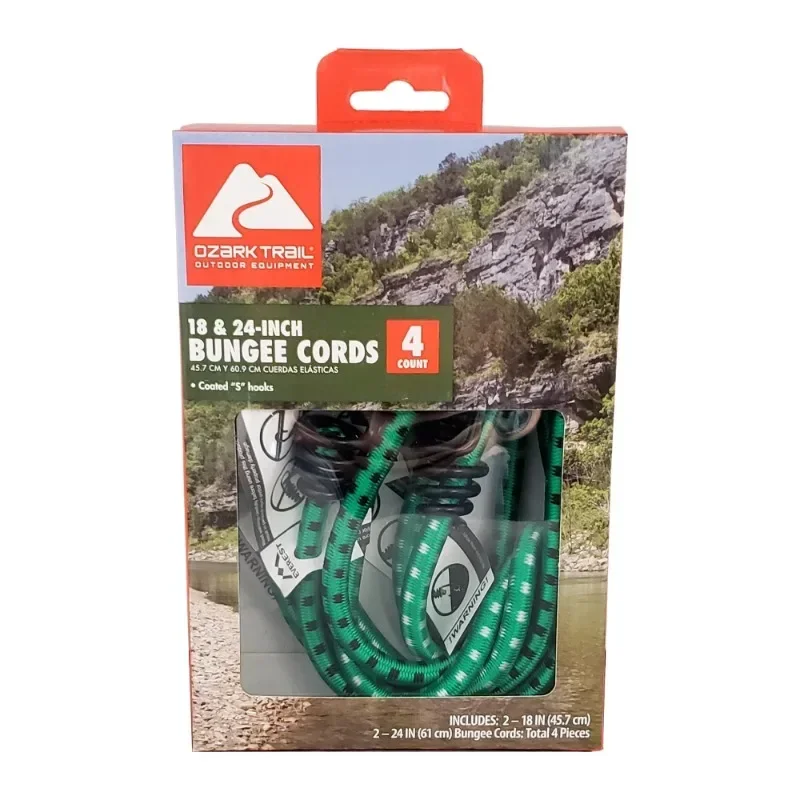 Ozark Trail® Rubber Bungee Cords Assorted 4 Pack, 2 - 18" and 2 - 24"