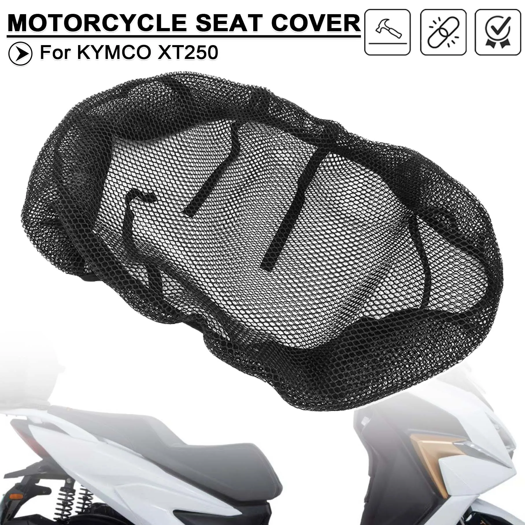 

For KYMCO Xciting250 Xciting 250 Motorcycle Seat Cover Guard Breathable Protective Shelter Mesh Insulation Nylon Fabric Cushion