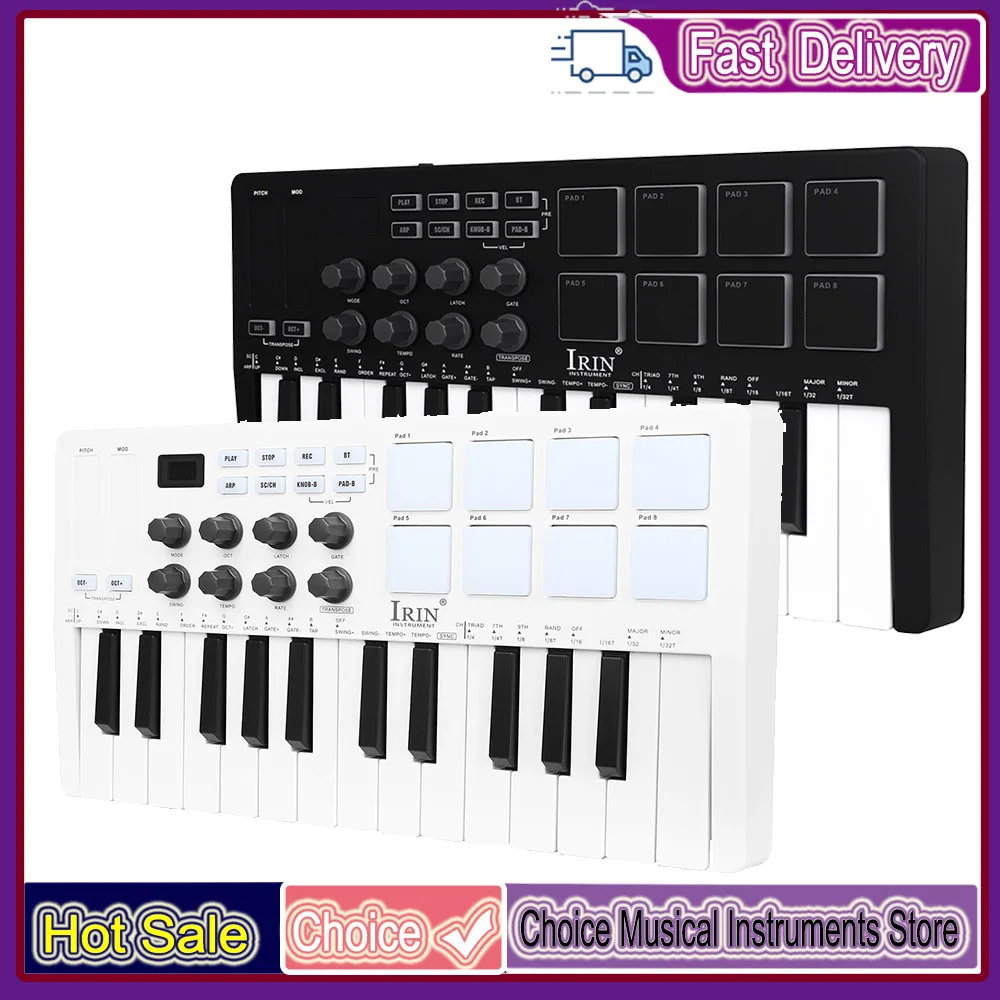 

IRIN 25-Key MIDI Control Keyboard SMK-25 Mini USB Keyboard MIDI Mini USB Keyboard MIDI Controller Rechargeable Portable Parts