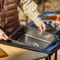 Lavabo portable en acier inoxydable pour pique-nique, lavage des mains et de la vaisselle, camping en plein air, lavage ultra-léger, précieux