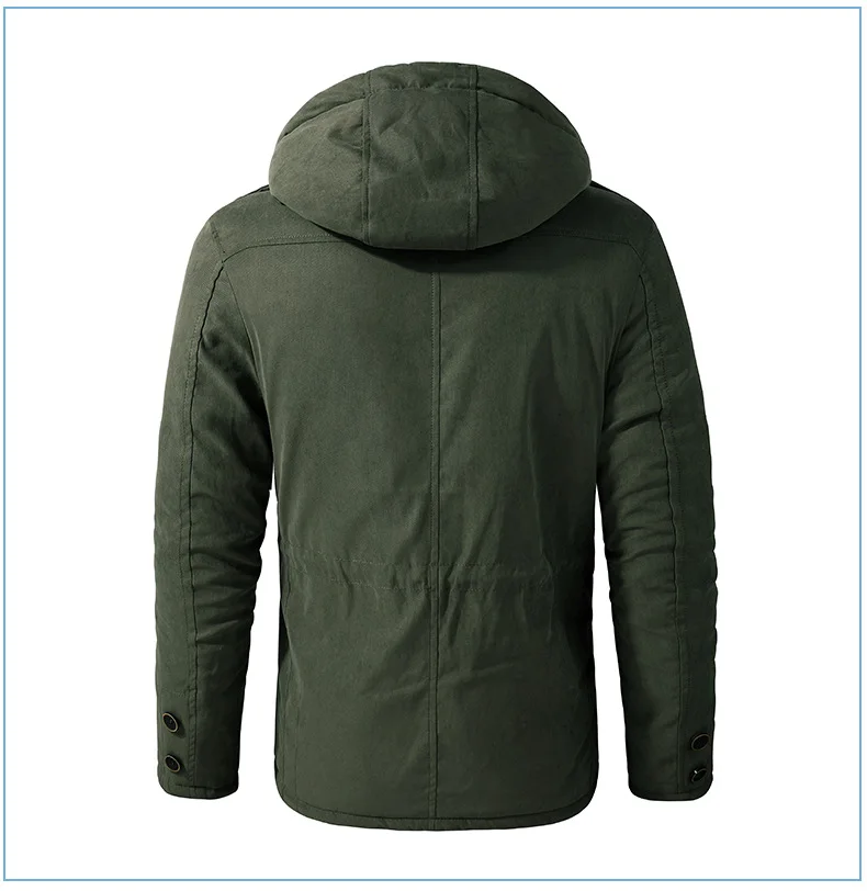 Men Oversized Hooded Lamb Fleece Parkas Men Thick Multi Pocket Mid Length Outerwear Winter Thick Parkas Males Thermal Parkas