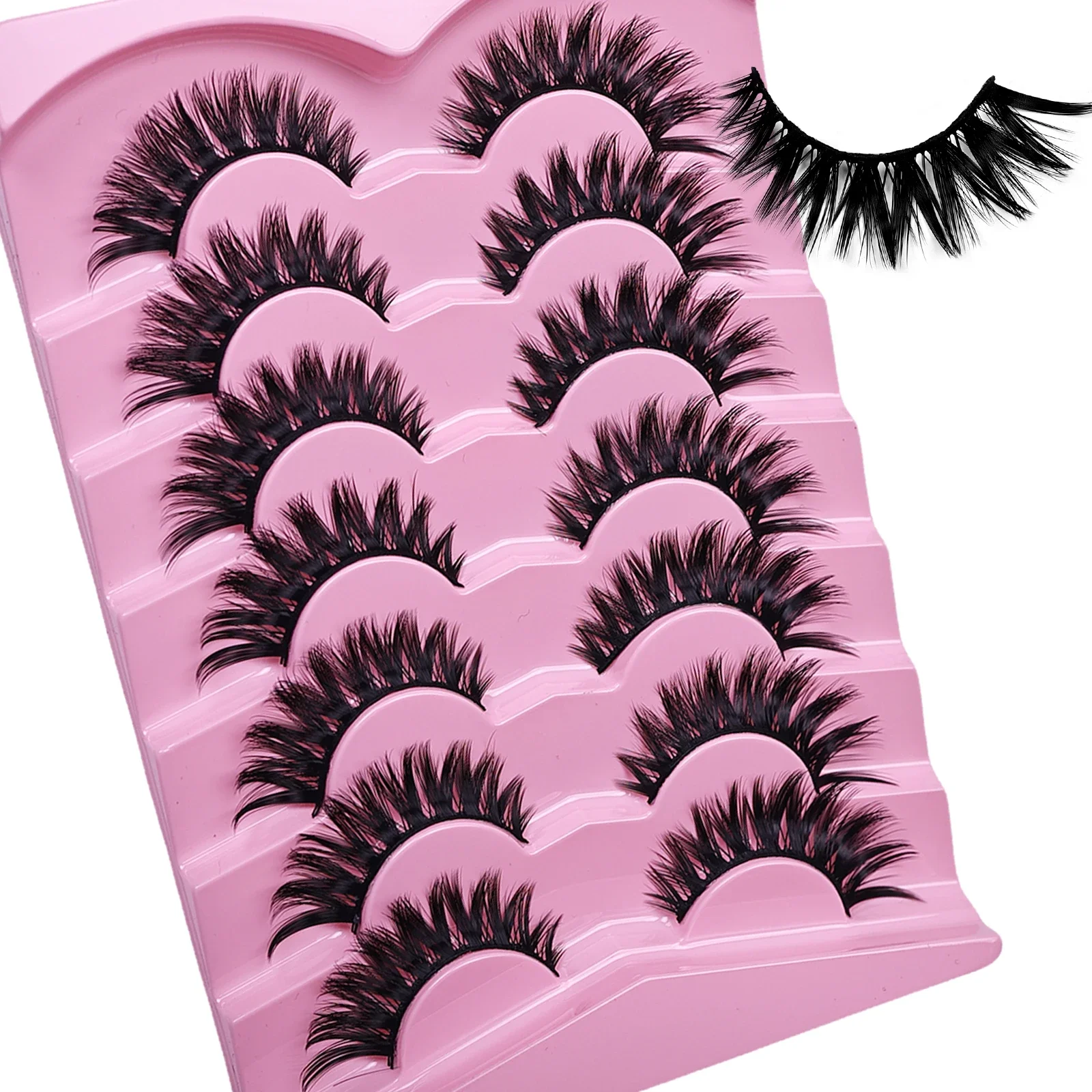 21 쌍/35 쌍 고양이 눈 효과 속눈썹 푹신한 두꺼운 가짜 밍크 속눈썹 희미한 크로스 자연 디자인 속눈썹 메이크업 도구 뷰티