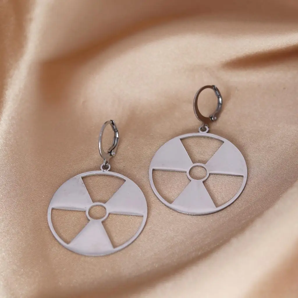 Cxwind Radiation Hazard Symbol Pendant Radioactive Earrings Hulk Logo Nuclear Emblem Cyber Goth Logo Industrial Imprint Stalker