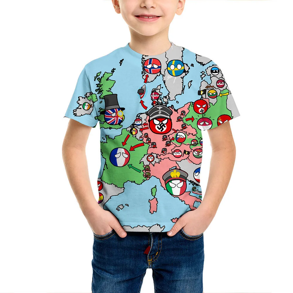 Summer fashion children's game printed T-shirt, classic anime pattern short-sleeve shirt big kids boys and girls can wear