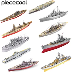 Piececool Puzzle 3D Metal Battleship Model Kits HMS Hood Richelieu Ship Model Jigsaw Toys for Teens Brain Teaser