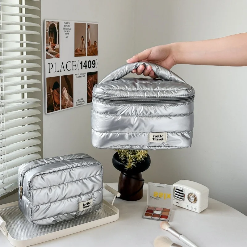 

Large Capacity Waterproof Makeup Handbag Travel Women Cosmetic Toiletry Storage Pouch Elegant Ladies Square Zipper Bag