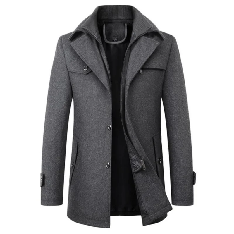 

2025 New Woolen Coat Men's Business Casual Fashionable Thickened Warm Extra Trendy Flow Fashion Jacket