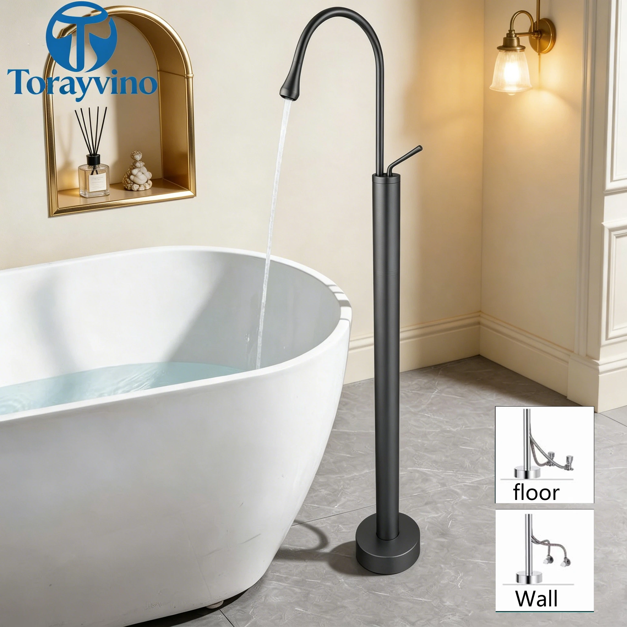 Torayvino Gouden Badkuip Douch - Freestanding Bathtub Filler Faucet Floor recensie en prijs
