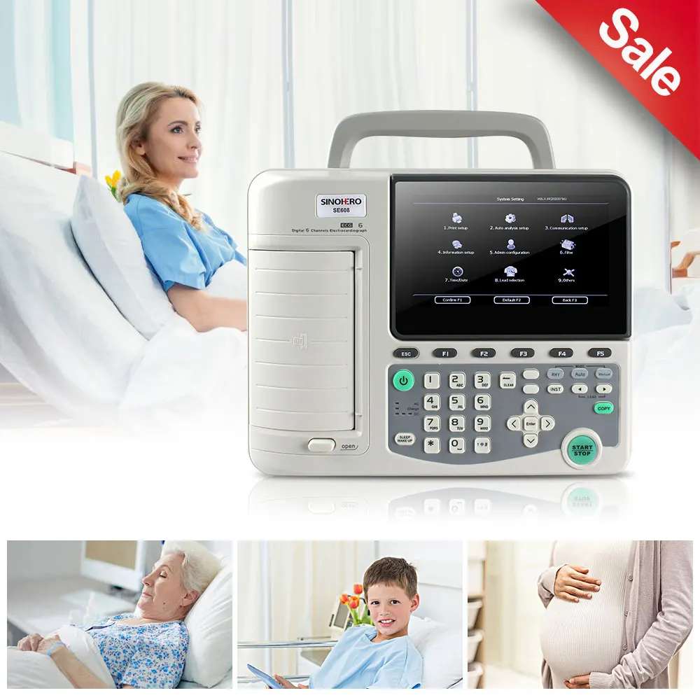 

SE608 6 Channel ECG Machine Electrocardiograph 10 inch Folding Color LCD Display EKG Monitor with SD Card and Printer Software