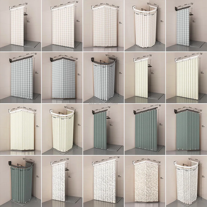 吸盤式透明折りたたみ式浴室シャワーカーテン、防水仕切りシャワーエンクロージャー、乾湿分離