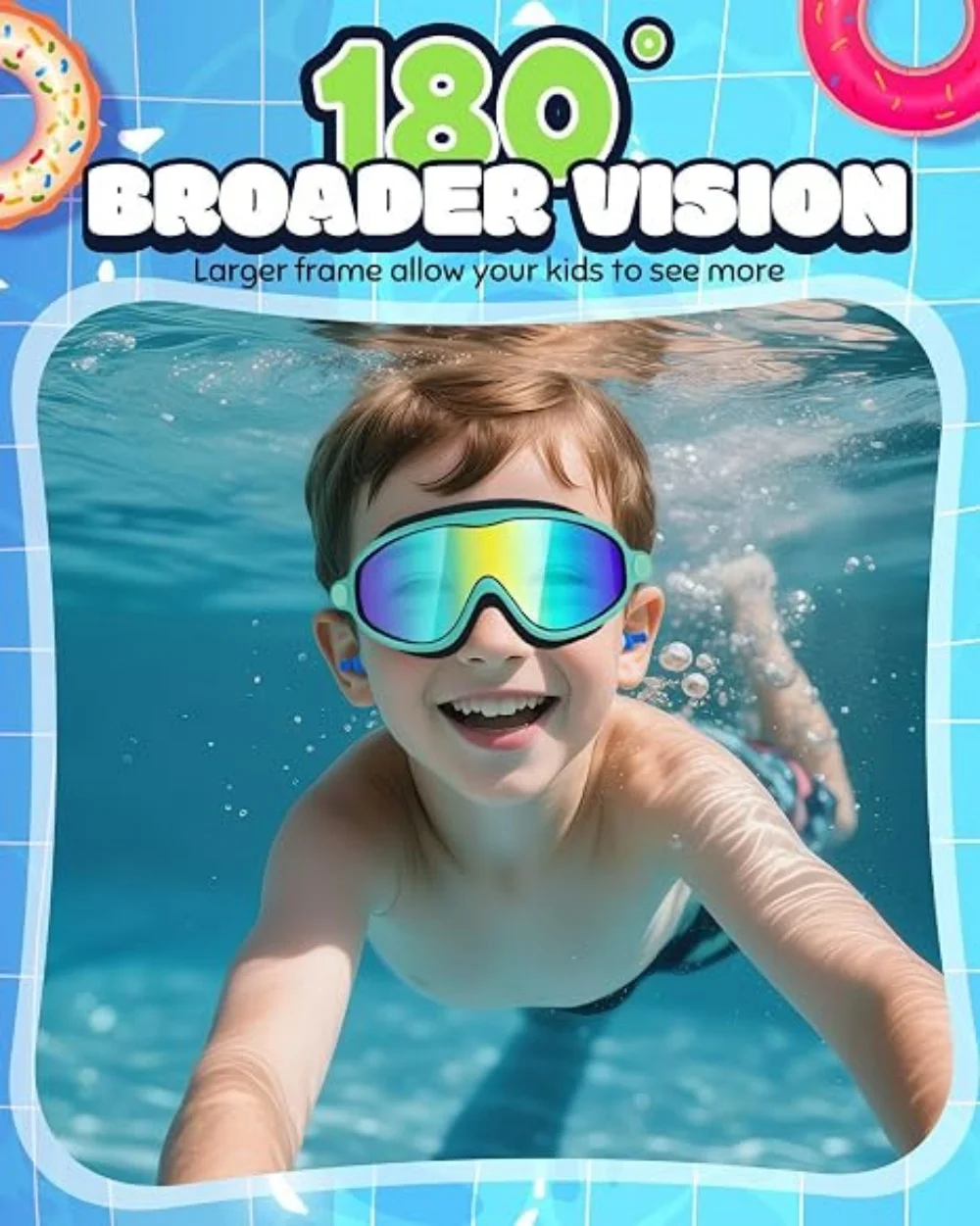 Swim Goggles, Wide View Anti Fog & UV Swimming Goggles for Adult, No Leak Pool Beach Essentials for Men Women