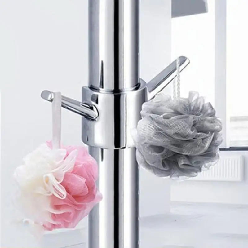 652F Functional Shower Rod Towel Hook Set Quick Installation Shower Bar Hook for Home