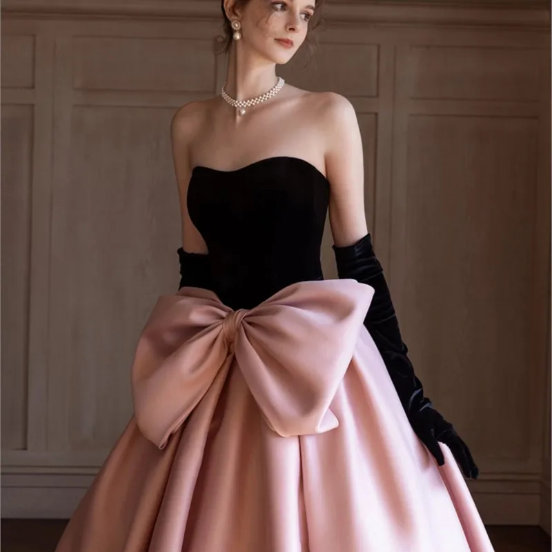 

Strapless Hepburn style Coming-of-age ceremony students vocal arts test banquet host dress