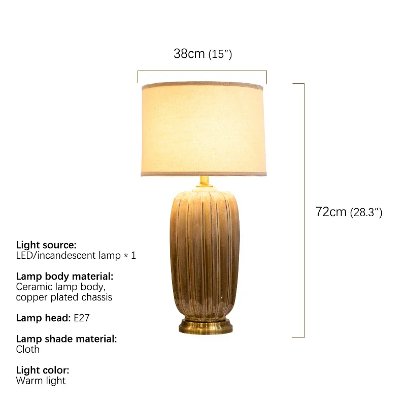 DEBBY American Brass CeramicTable Lamp Creativity Living Room Bedroom Study Hotel engineering Desk Light