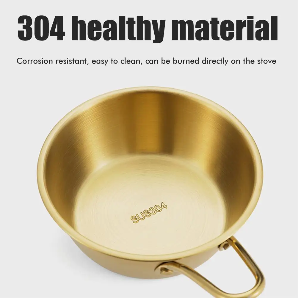 

304 Stainless Steel Camping Bowls with Handle Portable Hanging Bowls for Outdoor Camping Picnic Tableware Bowl with Handle