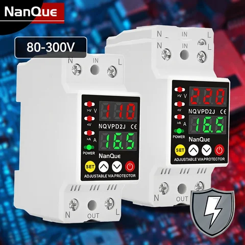 Adjustable Voltage Current Protector 110/120/127/220/240V 80-300V Universal AC DC Volt Meter With Short Protect Single Phase
