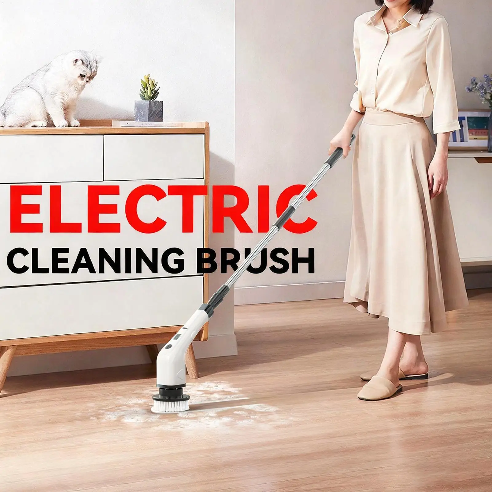 

Electric Cleaning Brush Scrubber Waterproof Rotating Tool Electric Shower Scrubber For Home Shower Doors Kitchen Sinks Bathtubs