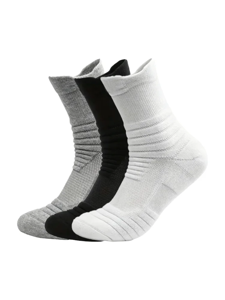 AliExpress NONE 3Pairs Men's Socks Compression Stockings Breathable Basketball Sports Cycling Moisture Wicking High Elastic Tube