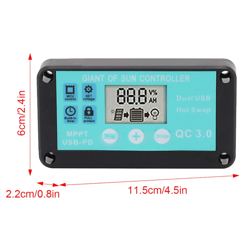 MPPT Solar Charge Controller Multiple Protection Solar Solar QC3.0 Controller with LCD Screen(20A)