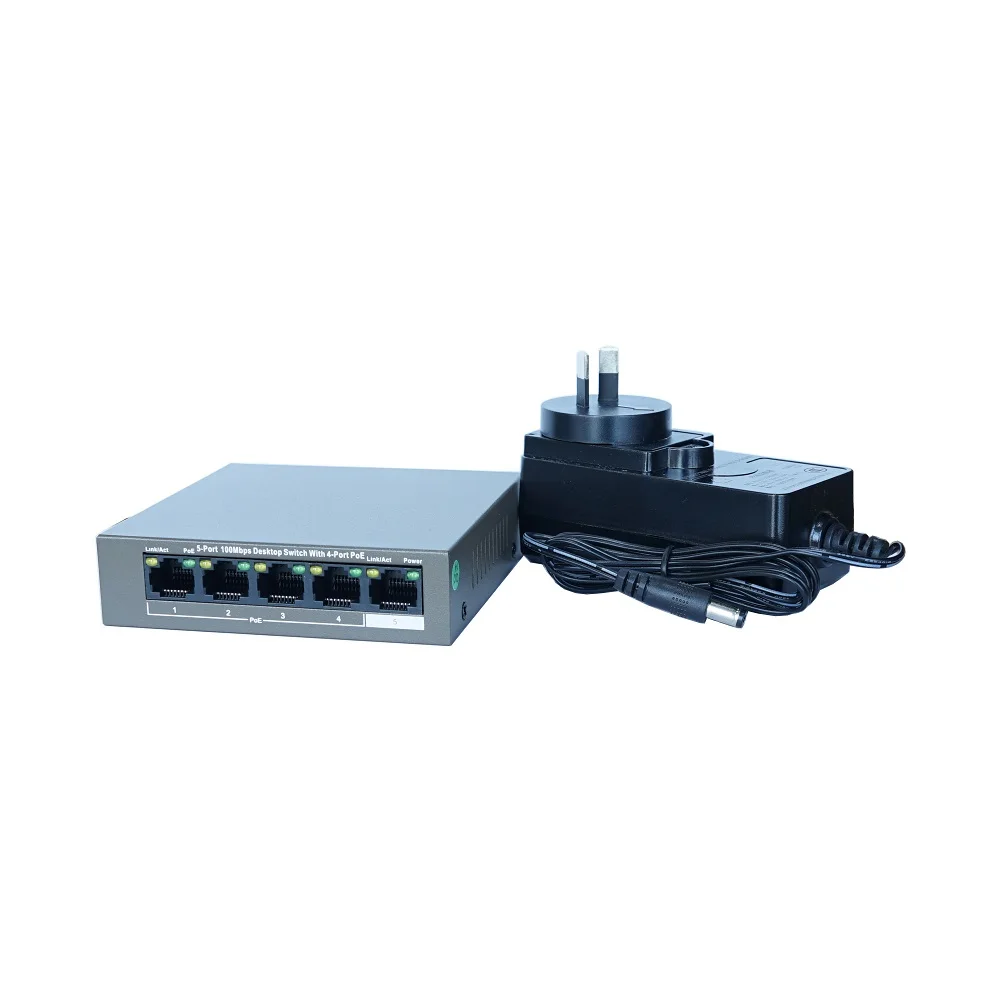 4CH PoE Switch LAN Network Switch, F1105P-4 38W Unmanaged PoE LAN Switch