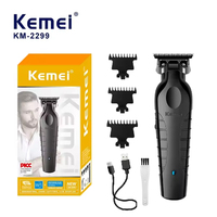 Kemei 2299 Barber Cordless Hair Trimmer 0mm Zero Gapped Carving Clipper Detailer Professional Electric Finish Cutting Machine