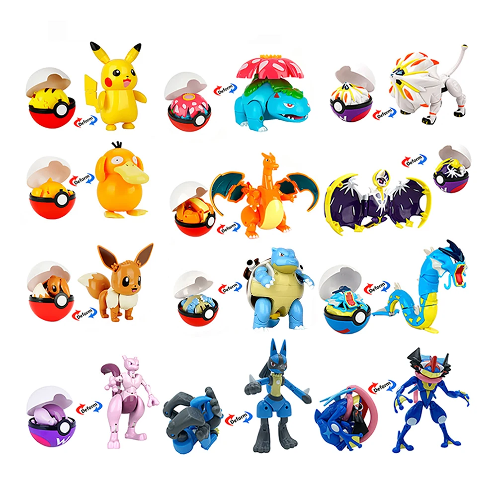Pokemon Pokeball Transform Pikachu Charizard Bulbasaur Figuren Spielzeug Ornamente Mewtwo Gengar Poké Ball Modellpuppe Kindergeschenke