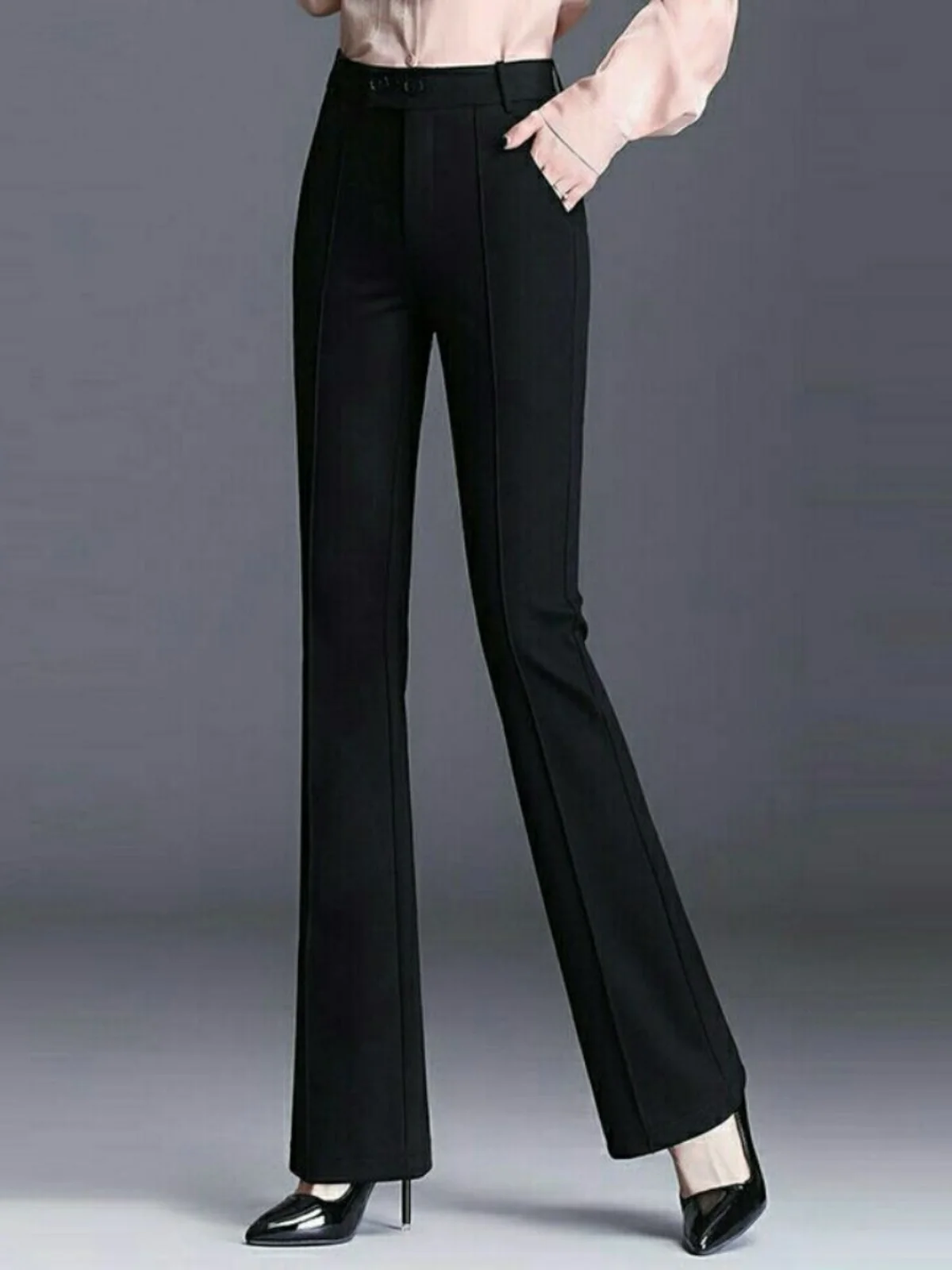 bla-bell-bot-pants-women's-high-waist-casual-long-trousers-elastic-micro-flared-suit-pants-straight-leg-spring-ear-covers
