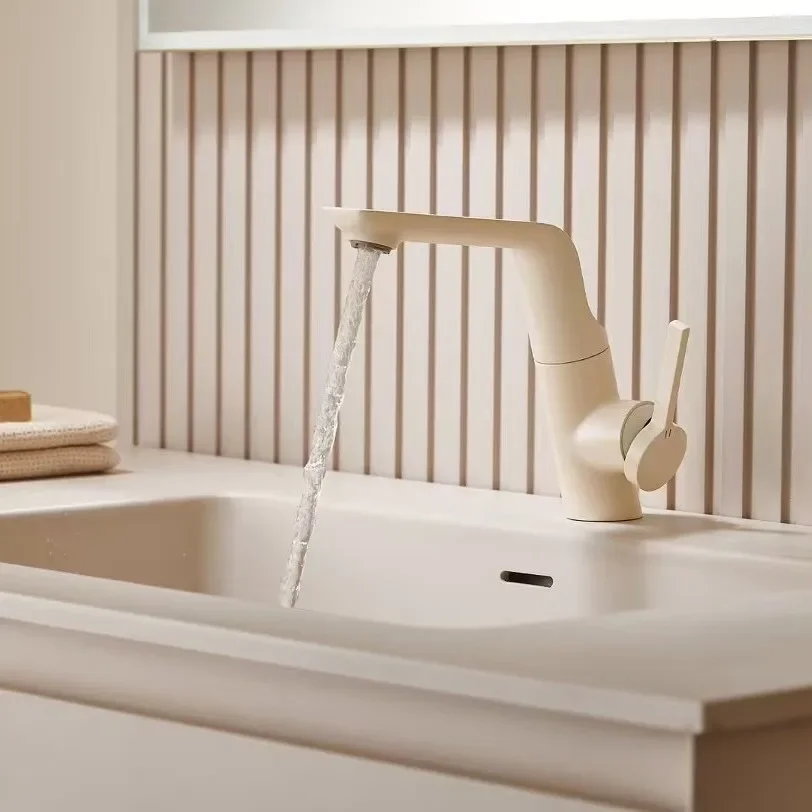 دوران 360 درجة، صنبور الحوض، مغسلة الحمام، ساخنة وباردة، نحاس، صنبور الحمام المزدوج المخرج #4