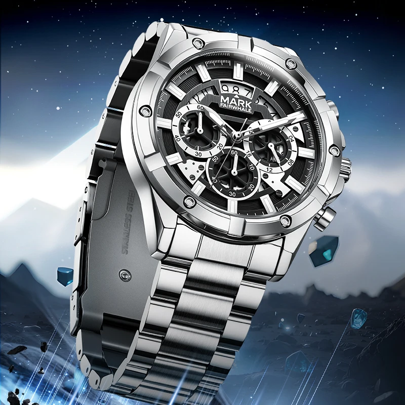 MARK FAIRWHALE Quartz Watch - Multi-functional, Fashionable, Daily Commuting, Water-resistant, Night-luminous, Rust-proof Reloj