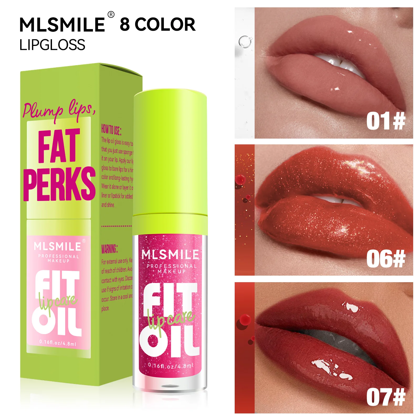 ลิปกลอสให้ความชุ่มชื้น 8 โทน ลิปกลอสน้ํามันส่องสว่าง ลิปกลอสของเหลวโปร่งใส ลิปกลอสธรรมชาติเพิ่มความชุ่มชื้น