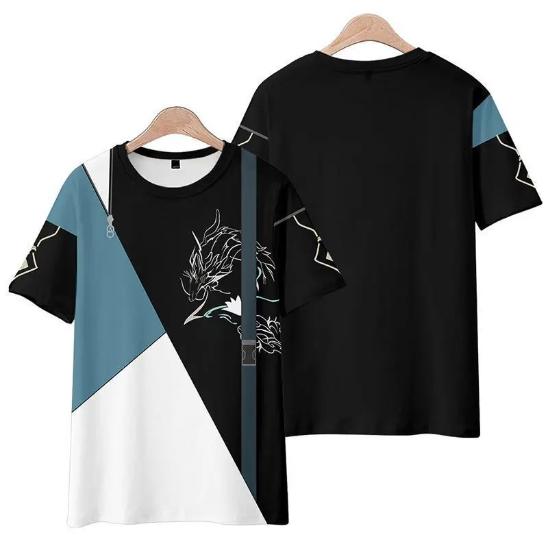 ja Star Rail Dan Heng Cosplay Shirt Summer Imbibitor Lunae 3D Print T-shirt Fashion Party Tops Streetwear Shirt