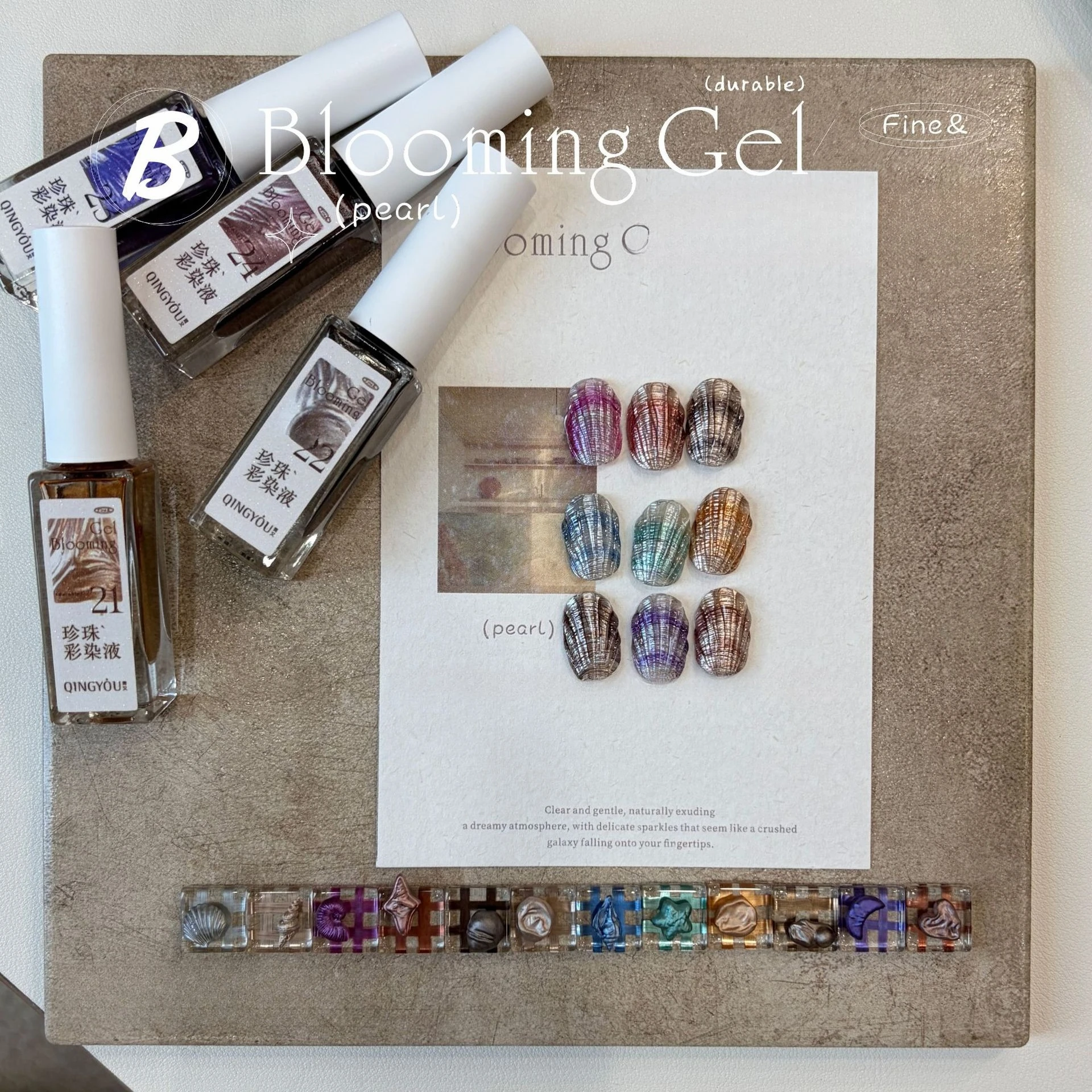 

Retro Pearl Watercolor Nail Gel Polish Smudge Blooming Ink Soak Off Varnish Marble Bubble Designer Charm Flower Manicure Decor