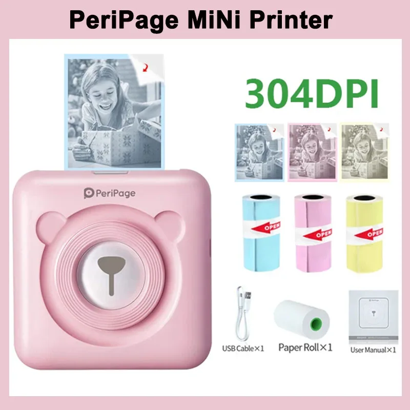 304dpi PeriPage A6 Portable Mini Thermal Label Photo Pocket Printer Self-adhesive Labels Printer For Mobile Pocket Printer