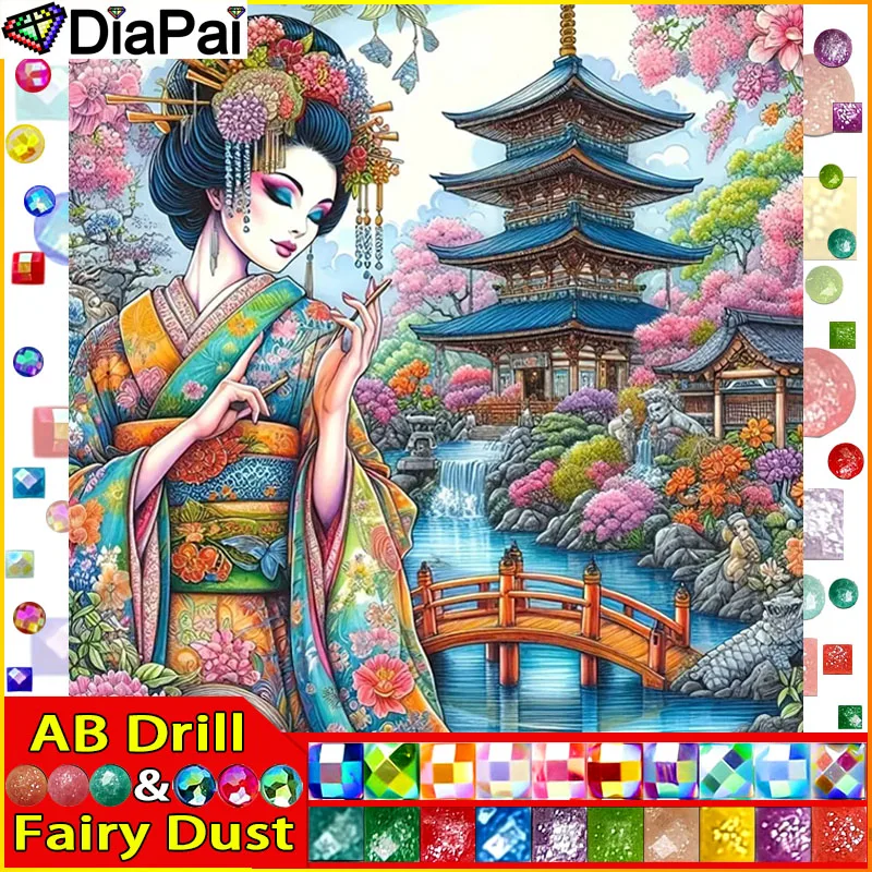 

DIAPAI Фея Пыль AB Полный Алмаз "Женщина Река Цветок" DIY 5D Алмазная Живопись Вышивка Крестом Домашний Декор Картина Горный Хрусталь