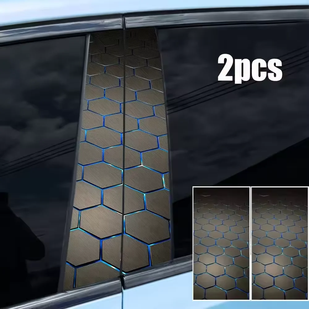 Car Door Decorative Sticker Waterproof Protective Sticker Car B-Pillar Sticker Honeycomb Scratch Resistant Car Accessories