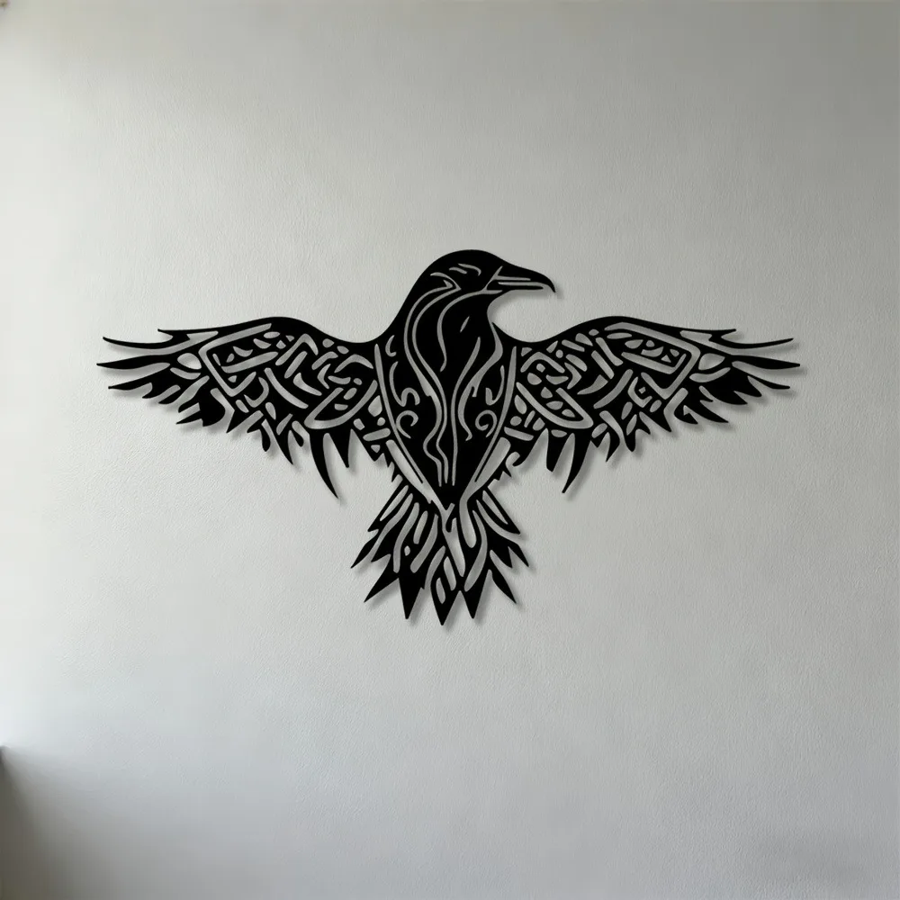 CIFBUY Iron Wall Art Celtic Raven Metal Sculpture Boho Decor Sign For Home Bedroom Indoor Outdoor Yard Ornament