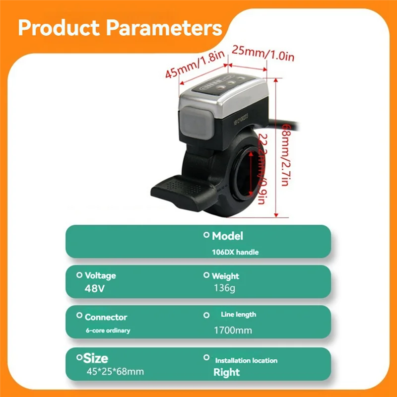 

Hot!Thumb Throttle Accelerator Grip 160Mm Self Locking Switch For 22.3Mm Handbar For Electric Scooter