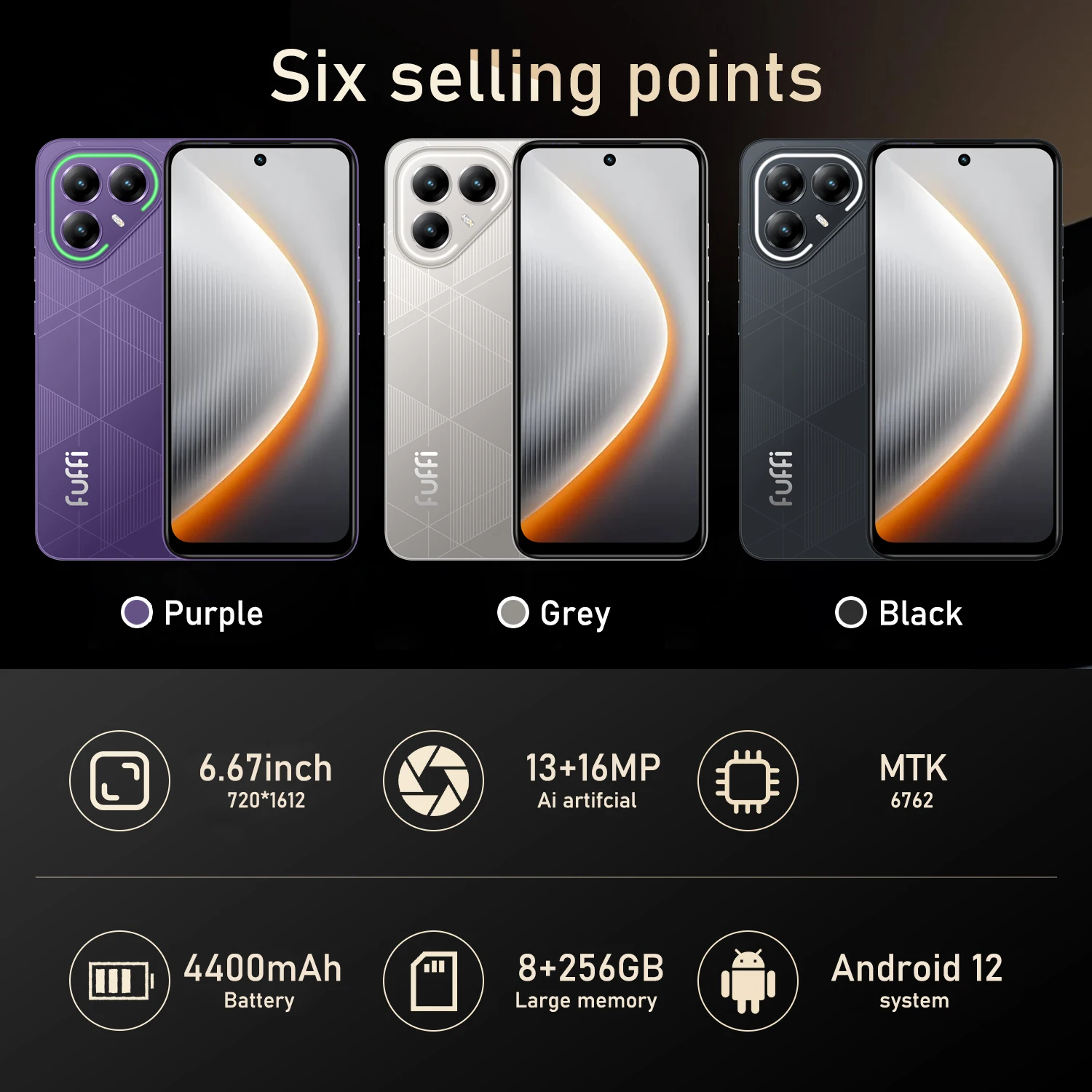 جديد RGB تأثير الإضاءة الهاتف المحمول فتح الهاتف الذكي أندرويد 12 6.67 بوصة شاشة ، 8 + 256GB 13 + 16MP 4400mAh لمتجر جوجل بلاي