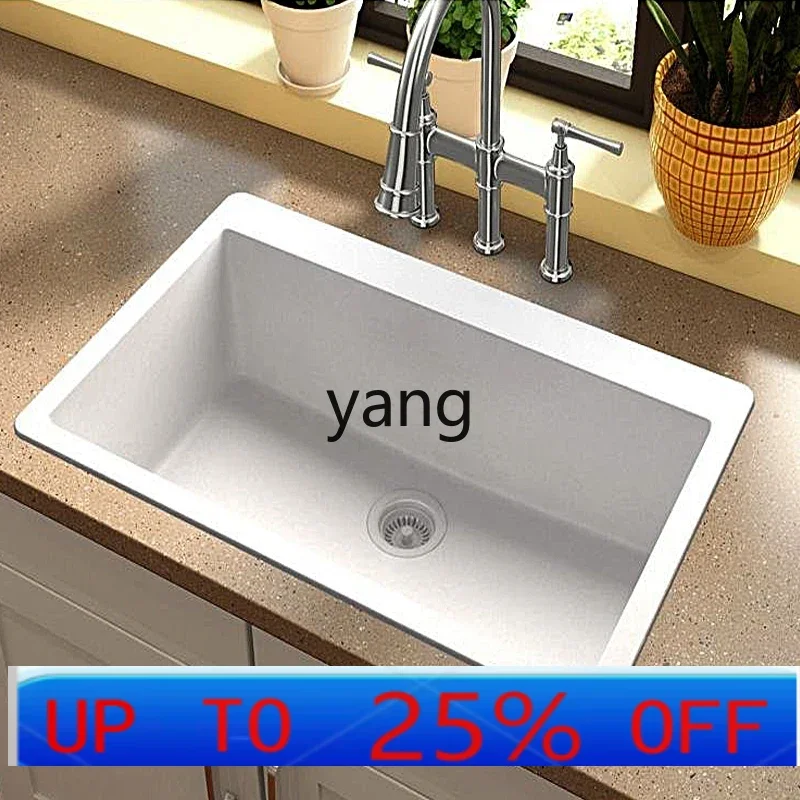 

LH Quartz Stone Sink Set White Granite Kitchen Sink Install Vegetable Basin Under Counter