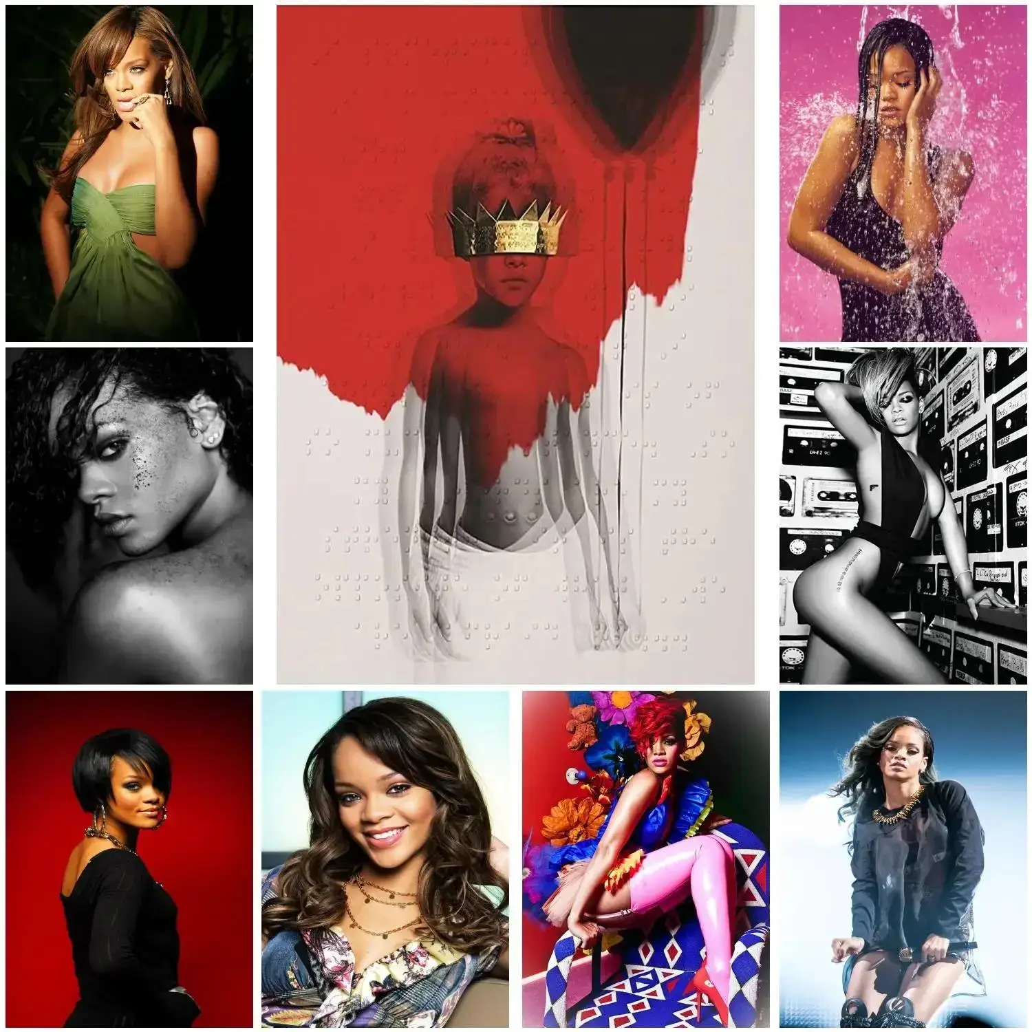 ريهانا المغني المشارك يطبع الرسم على لوحات القماش الجدارية للعائلة الحديثة غرفة المعيشة ديكور المنزل #1