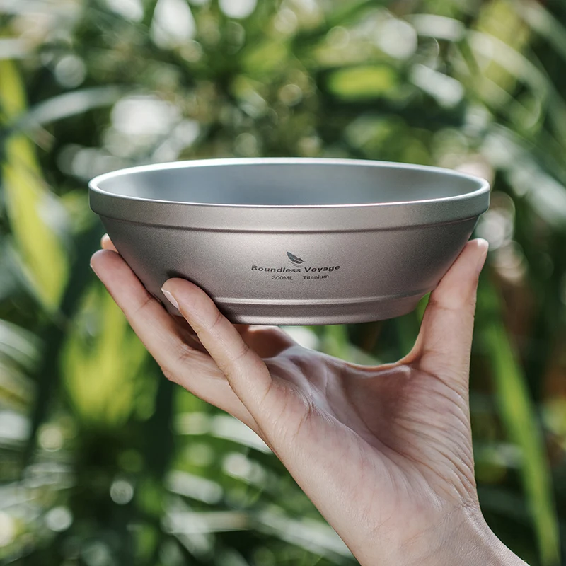 

Boundless Voyage Titanium Bowl 300ml, Double-wall Anti-scalding Flatware, Outdoor Camping Tableware Bowl, Food Fruit Container