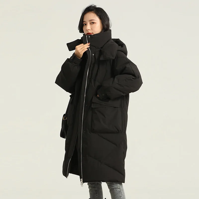 

Korean style women's winter white duck down hooded warm thick down jacketNO.7