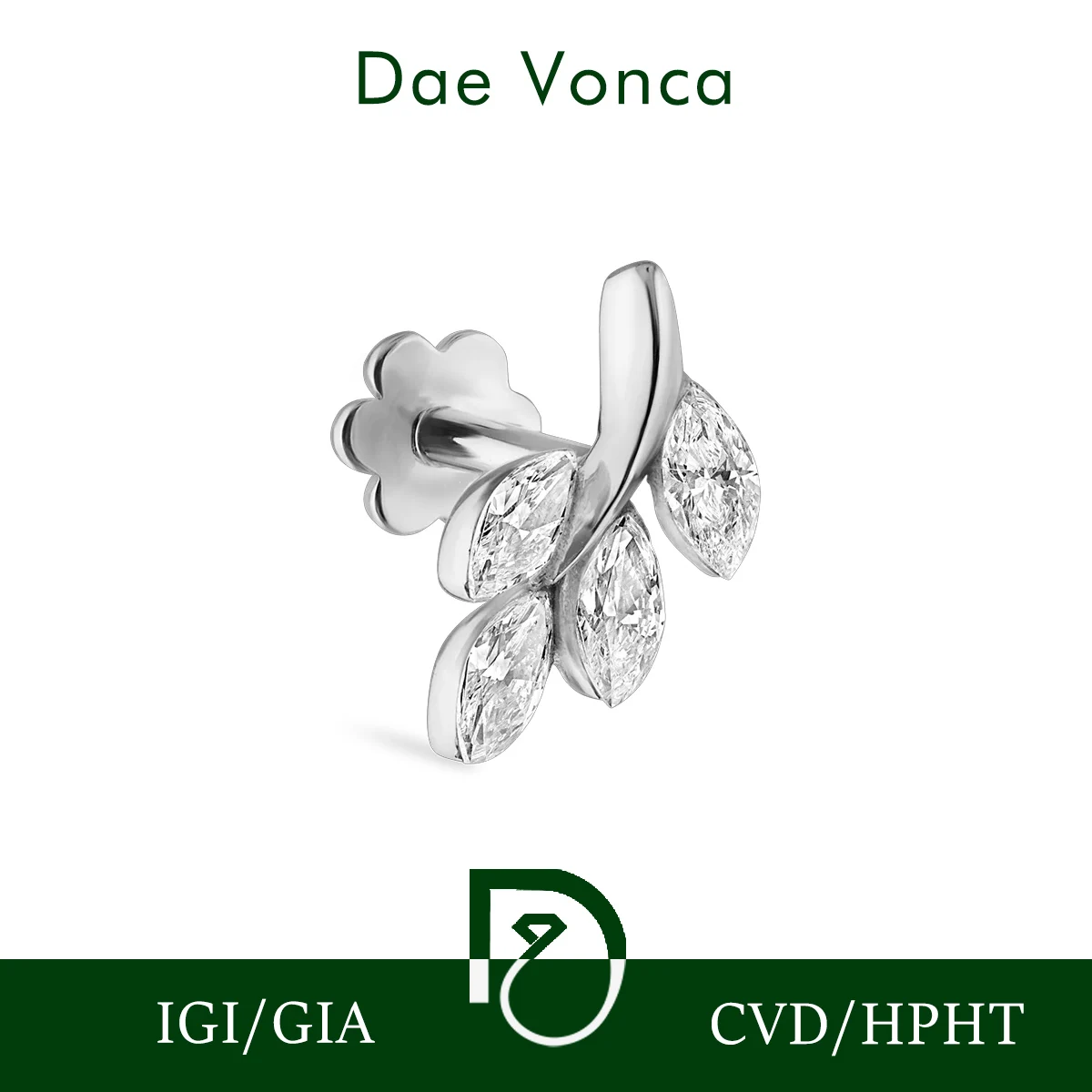 

Одиночная серьга с выращенным в лаборатории бриллиантом огранки «маркиз» в форме листа, белое золото 9K, 14K, 18K, с винтовой застежкой, изящное украшение для женщин в минималистичном стиле.