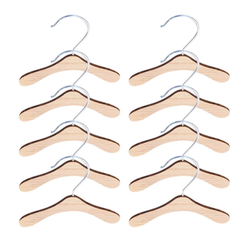 10 Pieces Wooden Pet Apparel Hangers Wooden Portable Clothes Hanger Durable Gift