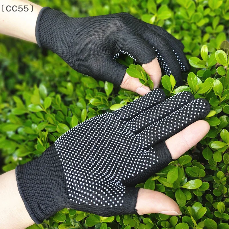 〔CC55〕 Fingerless Gloves Unisex Outdoor Riding Sport Fitness Breathable Non-slip Sunscreen Half Finger Gloves Nylon Non-slip